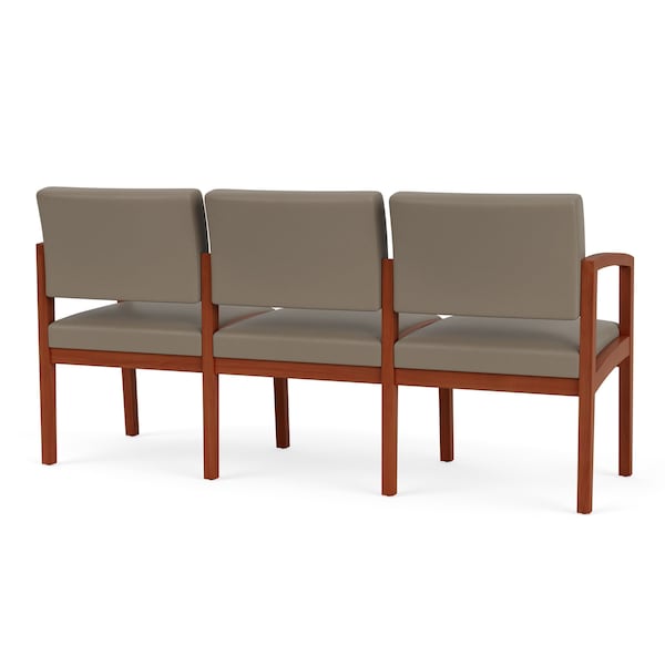 Lenox Wood 3 Seat Tandem Seating Wood Frame No Center Arms, Cherry, MD Farro Upholstery